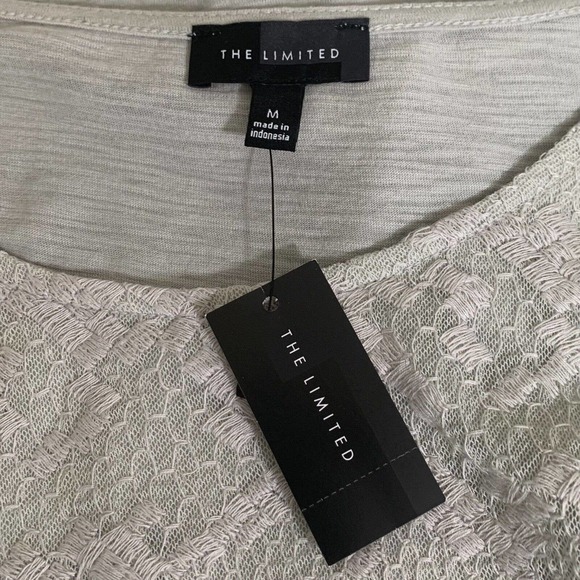 The Limited Top Womens Medium Gray Embroidered Abstract Slubbed Casual Blouse - Picture 8 of 11